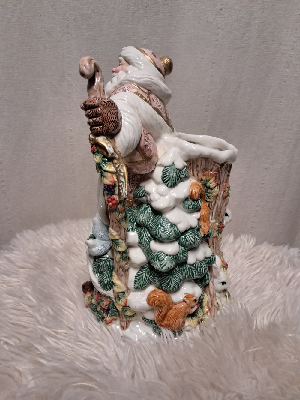 12" Fitz and Floyd Snowy Woods Large Christmas Centerpiece Vase - Picture 4 of 5